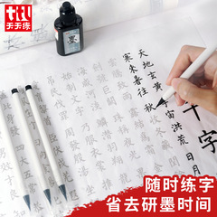 Set of calligraphy brushes for practicing traditional scripts, including a fine brush for copying scriptures, a graceful brush for painting, a soft brush for water-based ink, a signature brush, Xuan paper for tracing red, and a set for calligraphy practice.