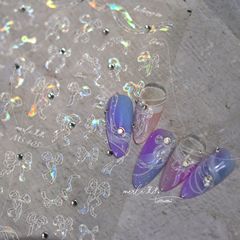 網紅美甲晶鑽貼紙芭蕾蝴蝶結可愛指甲貼花粉色蝴蝶結指甲裝飾批發