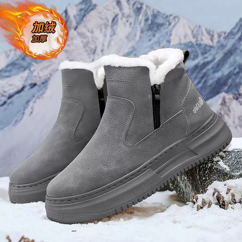 Ботинки (Martens) тёплые с меховой подкладкой, боковая молния, массивная протекторная подошва, размеры 39–44