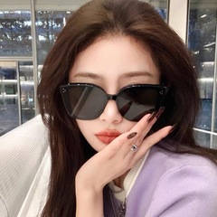 New Fashion Trendy Sunglasses for Men and Women Korean Style Three-Pointed Grain Sun Shading Dark Sunglasses Large Frame Natural Makeup Sunglasses Compatible