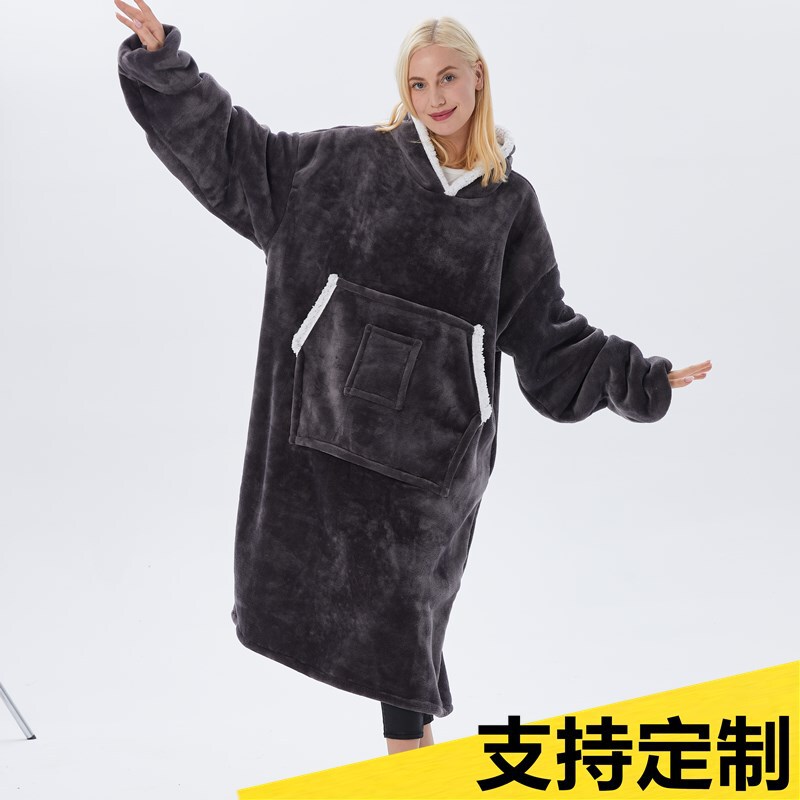 Cross-border Lazy Blanket hugglehoodie Pullover Flannel Sweatshirt TV TV Blanket Hooded Lazy Clothes Pajamas