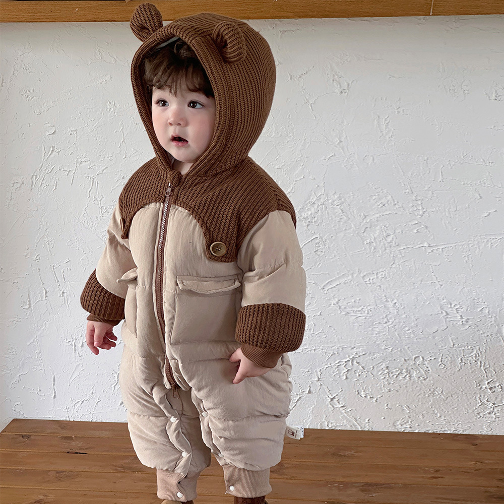 Ropa de bebé, ropa de invierno para bebés, chaqueta acolchada de algodón, hombres y mujeres gruesos, una pieza, chaqueta de salida súper linda, bebé de invierno