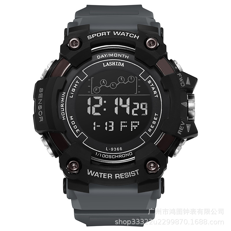 Reloj electrónico impermeable japonés multifuncional de los hombres Venta caliente transfronteriza luminosa digital gran dial reloj electrónico reloj deportivo