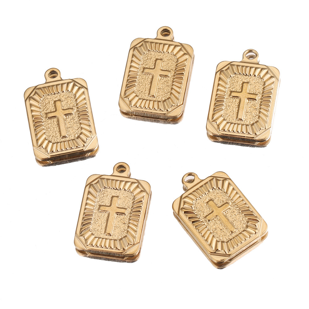 Acero inoxidable rectangular lanzamiento Cruz colgante DIY joyería hip hop punk colgante vacío chapado