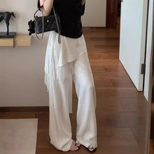 高腰两件套屁帘西装阔腿裤女春夏垂感显瘦通勤围裙蕾丝边直筒裤子
