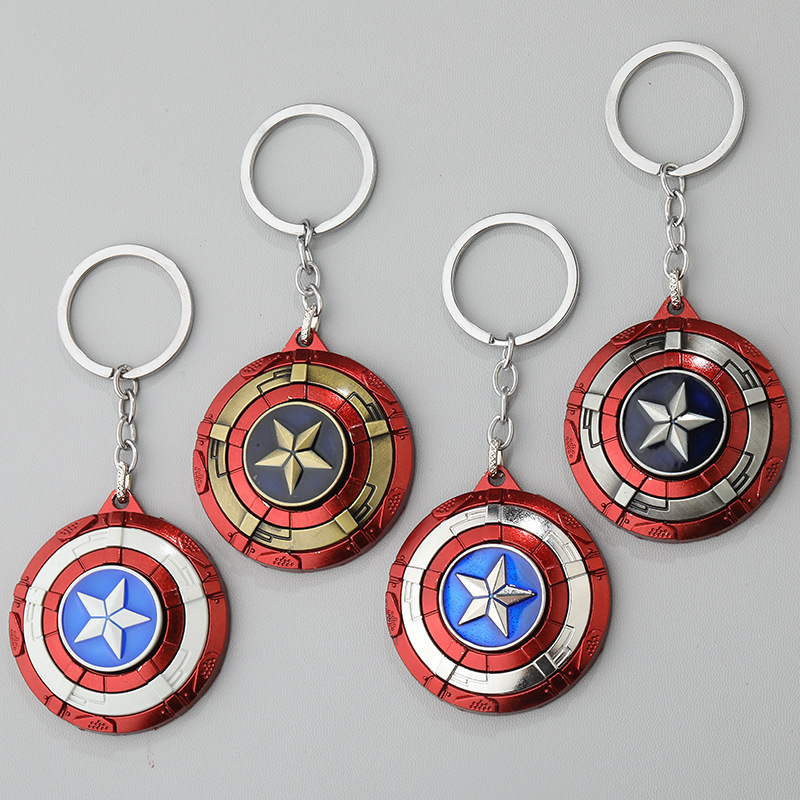 Creative Marvel series Captain America will turn dripping shield Avengers key chain car key pendant