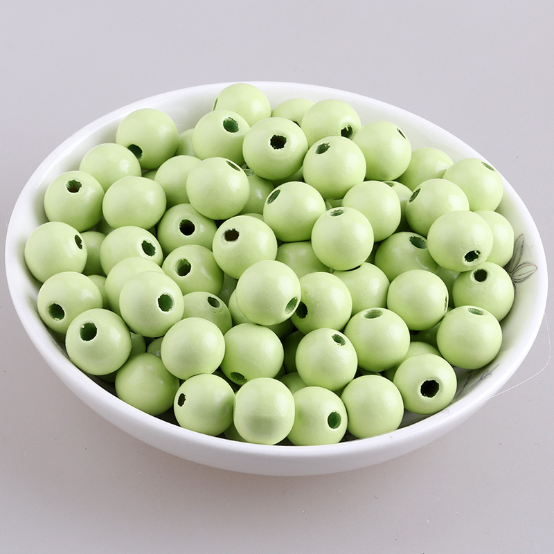 Accesorios de joyería de bricolaje color loto cuentas redondas de madera color caramelo cuentas de madera macarons cuentas de madera al por mayor