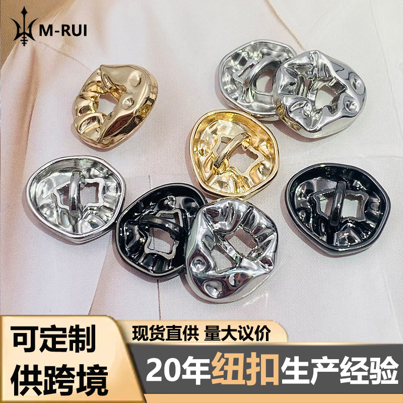 Korean Style Simple Irregular Pleated Shirt Men's Small Button Shirt Knit Sweater Versatile Metal Buckle