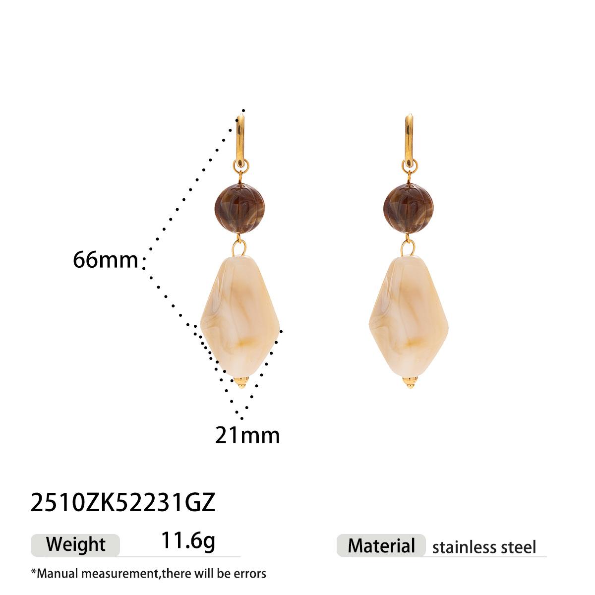 Taina europa y americana pernos de acero inoxidable ligeros de lujo nicho pernos de acrílico exagerados para mujeres no se desvanecen diseño sensación de venta caliente