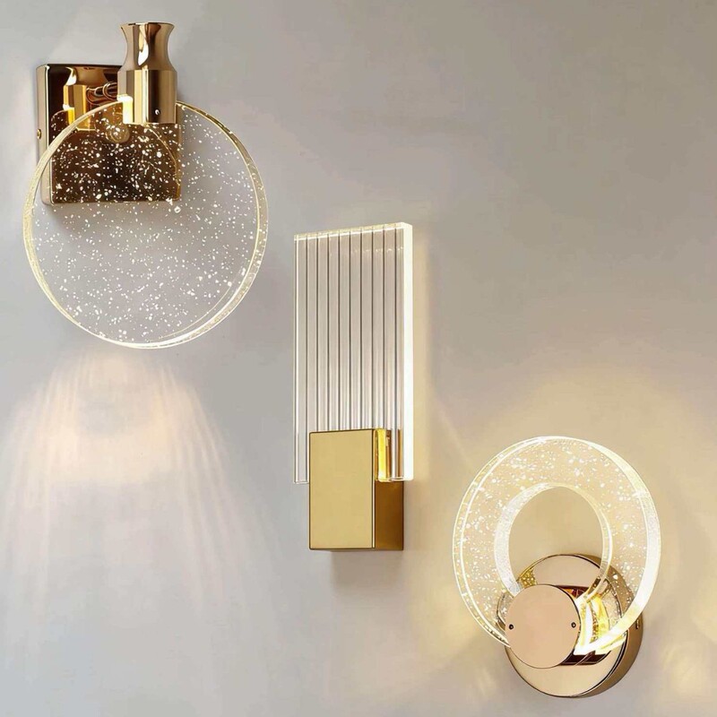 Simple atmosphere creative bedroom living room crystal wall lamp personality mirror front lamp bathroom mirror cabinet lamp makeup lighting lamps