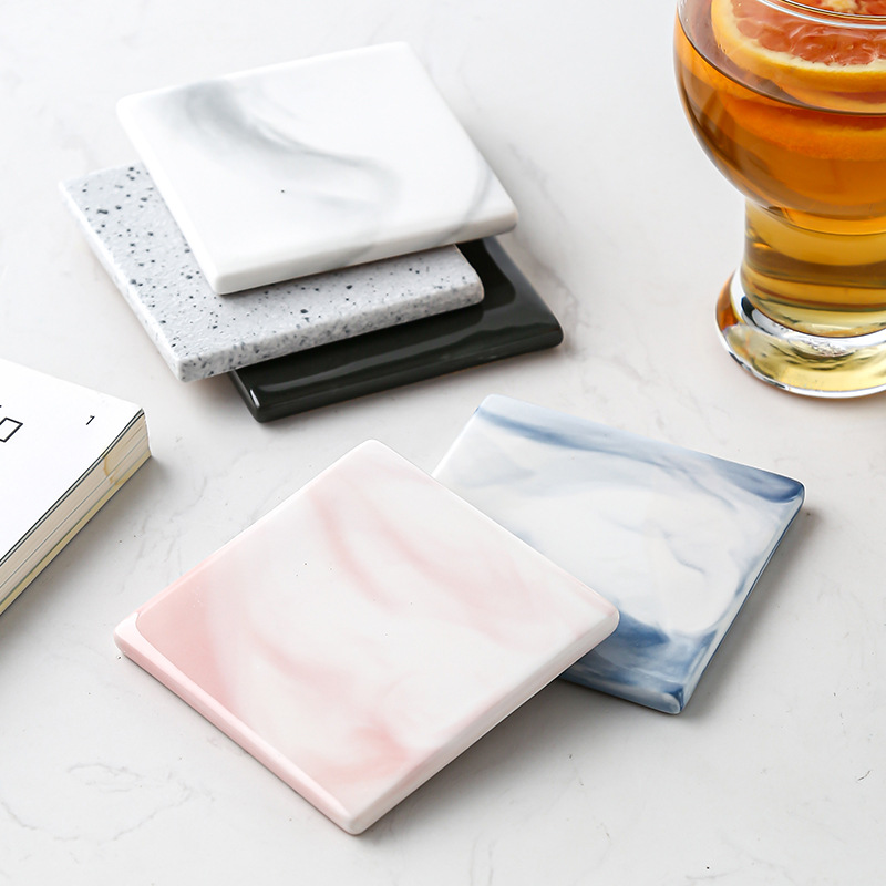 Nórdico marbling Coaster almohadilla de aislamiento de cerámica antideslizante Coaster fuego pintura sello almohadilla taza de té almohadilla de corcho
