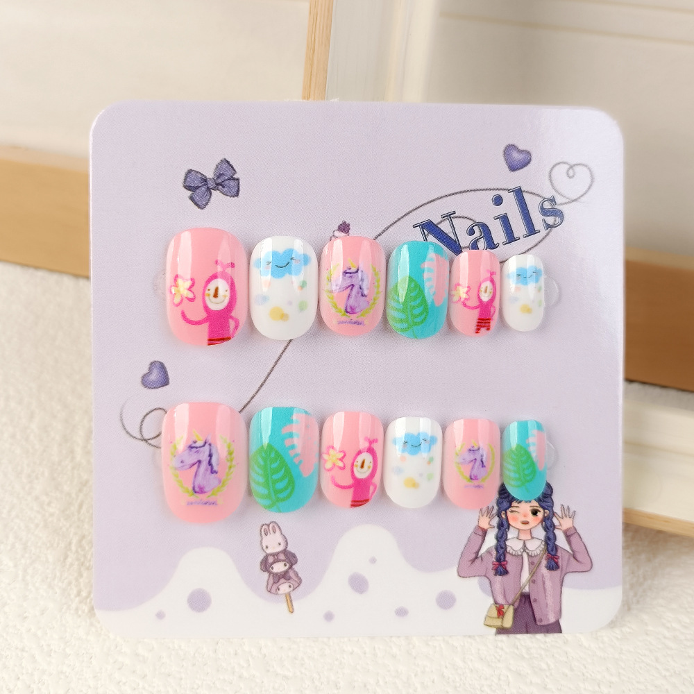 10 piezas de uñas para niños adolescentes, uñas para adolescentes lindas, uñas para niños de 12 - 18 años de edad