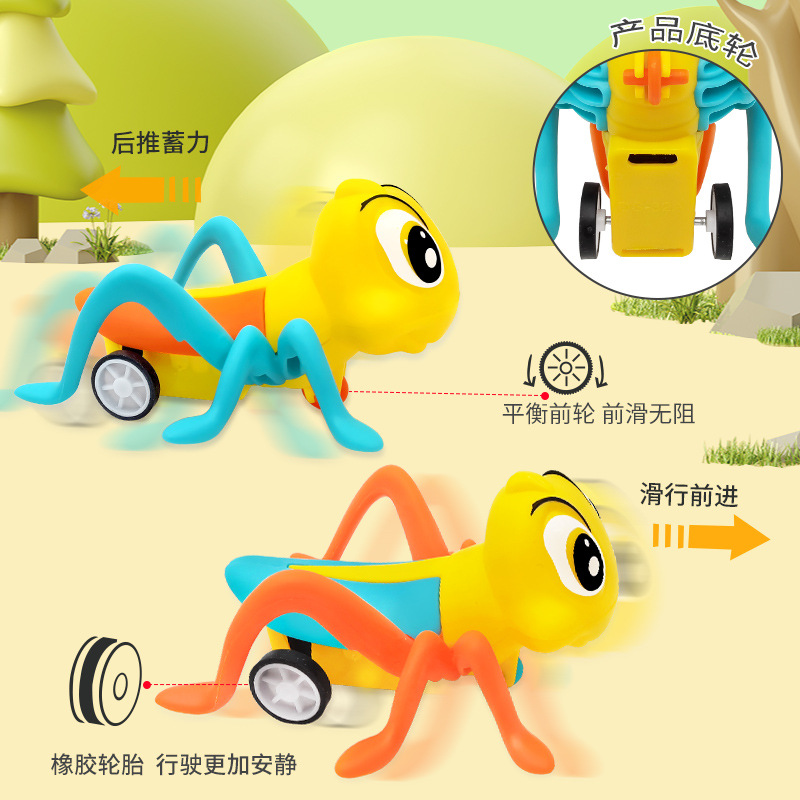 Dibujos animados insecto anime juguete saltamontes coche de retroceso creativo coche de juguete simulación plástico mini inercia infantil