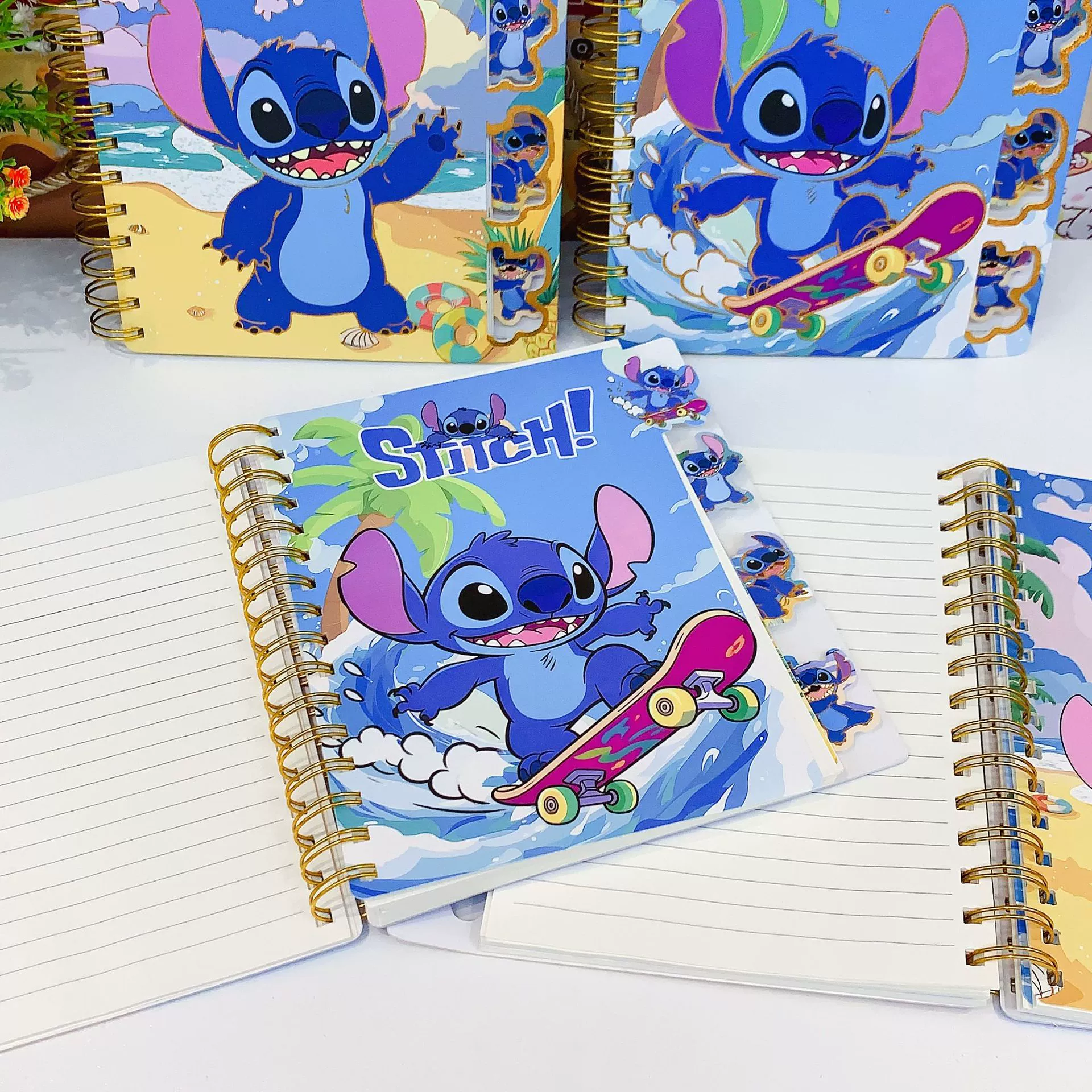 Stitch side-folding coil notebook cartoon animation notebook horizontal line color inner pages student ink-free A5 notebook
