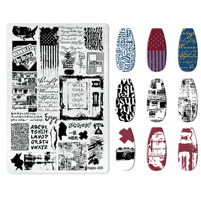 Dırnaq bəzəkləri Plate Kt Cat Nail Art - happy-028-with-back-plate