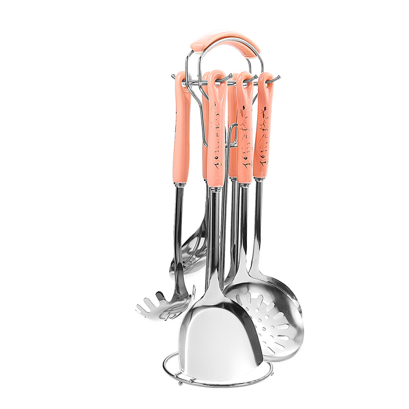 Nórdico engrosada cuchara de sopa de acero inoxidable colador olla pala cerámica utensilios de cocina de siete piezas Set de regalo