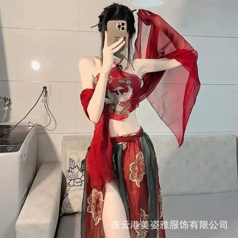 新款性感古风情趣内衣汉服诱惑激情挑逗肚兜飞天披肩刺激宫廷风女