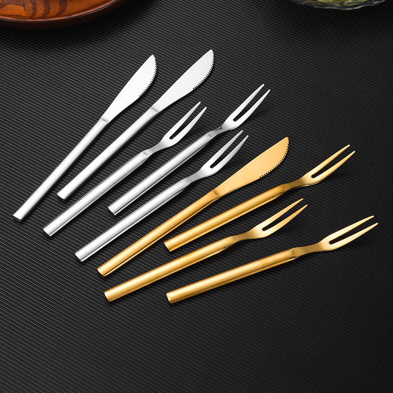 Wholesale 4mm Stainless Steel Cake Knife and Fork, Dessert Fork, Canned Fork, Thickeneded Fruit Fork, Mooncake Knife and Fork, Laser Logo Wholesale 4mm Stainless Steel Cake Knife and Fork, Dessert Fork, Canned Fork, Thickeneded Fruit Fork, Mooncake Knife and Fork, Laser Logo