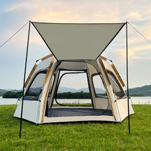 現貨批發帳篷戶外便攜式六角折疊全自動一室一廳公園露營加厚通風