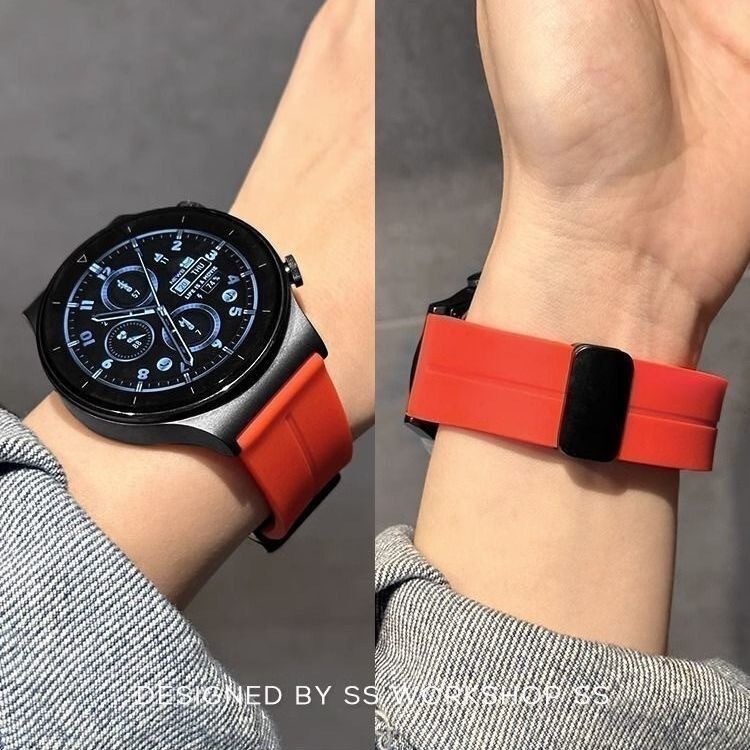シリコン時計ストラップ 20mm22mm インターフェース幅ユニバーサル耳針取り外し交換用磁気折りたたみバックル時計ストラップ|undefined