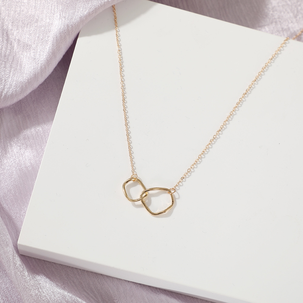 simple double circle design clavicle chain couple necklace