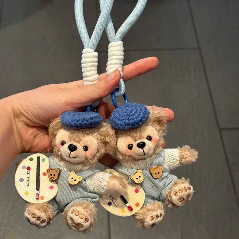 new painter duffy keychain decoration plush bear doll cartoon bag doll car small pendant