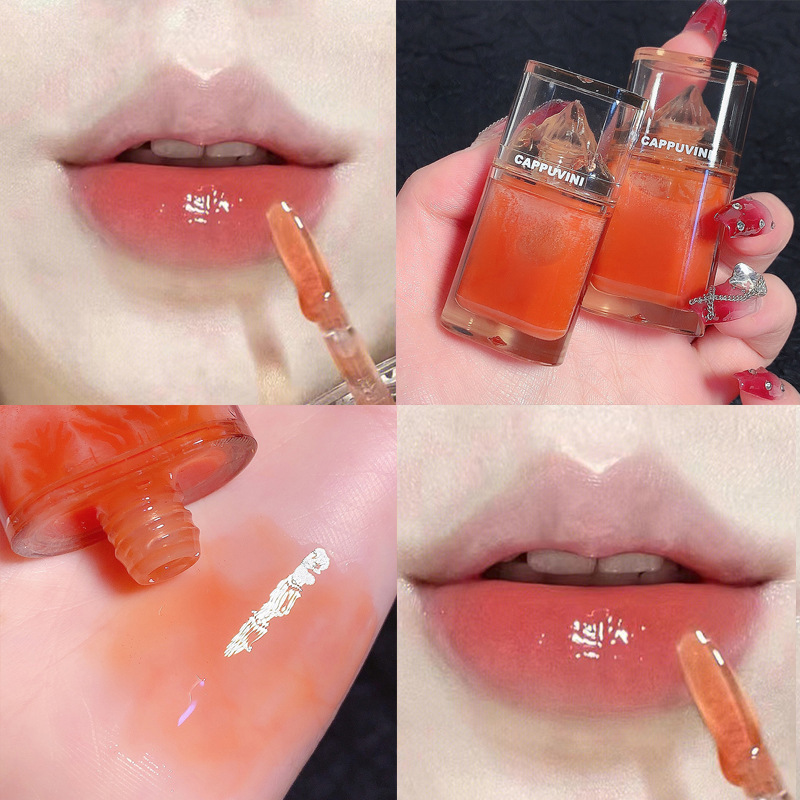 Cappuvini アイスバーグ リップグロス リップクリーム ガラス透明リップオイル 保湿保湿水光沢リップ|undefined