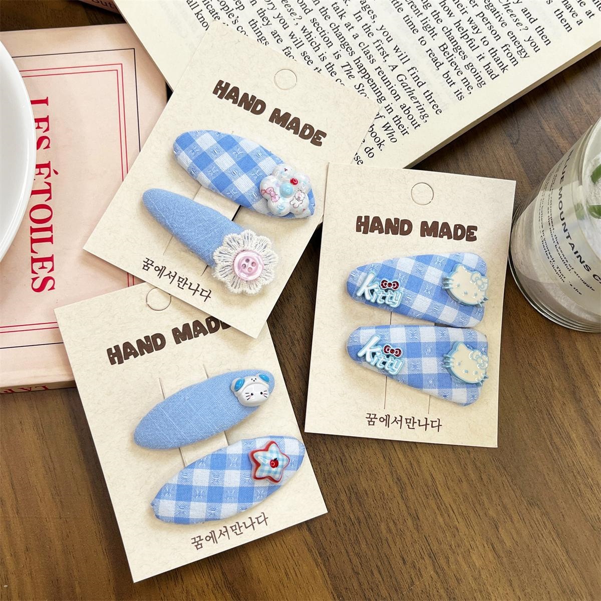 Dulce azul ondulado adornos de cabello para niños adorables clip de cabello BB tarjeta de cabello para niñas clip de cabello frangeo en stock
