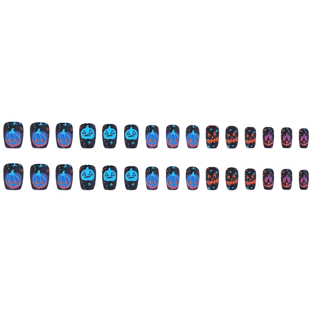 Pumpkin Ghost Face Mysterious Nail Parche 30 piezas en caja de uñas de Halloween Comercio exterior transfronterizo Armadura de vestir corta