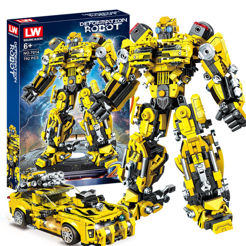 Lewan 7013 Qingtian 7055 Wasp car transforming robot model high educational assembly King Kong building block toy