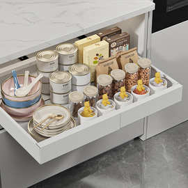 免打孔橱柜内抽拉式收纳架免抽屉式碗碟调料拉篮置物架厨房置物架