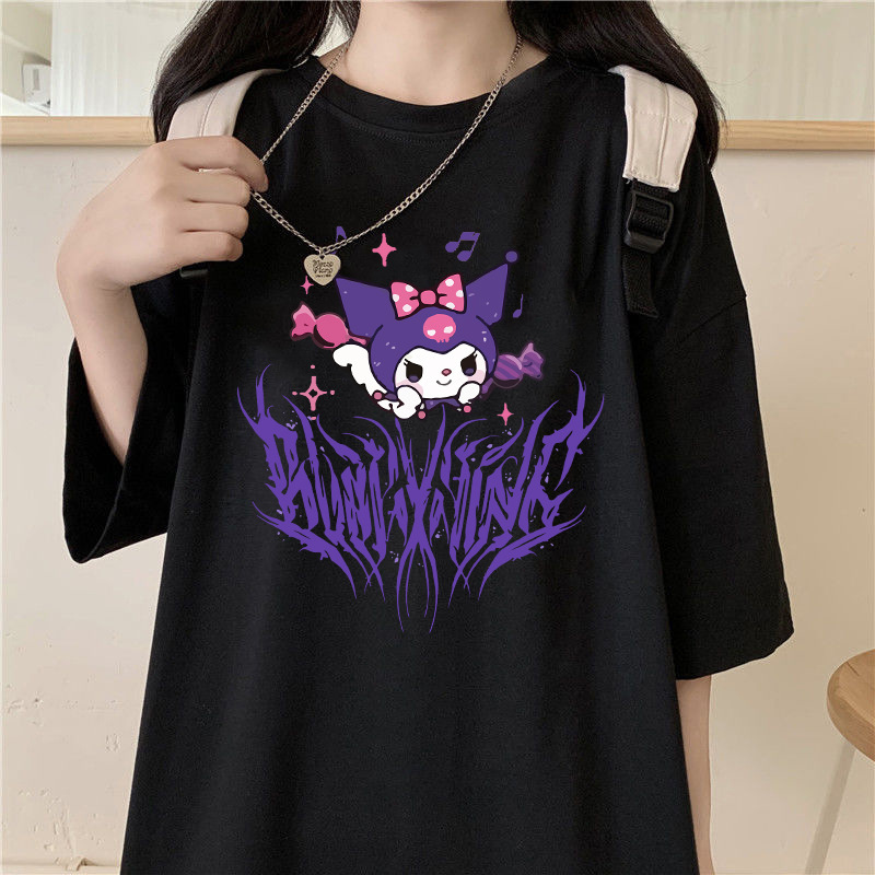 Harajuku Cartoon Gothic Printed Short-sleeved T-shirt Women's Summer Street O Neck Sweet Girl T-shirt Harajuku Cartoon Gothic Printed Short-sleeved T-shirt Women's Summer Street O Neck Sweet Girl T-shirt