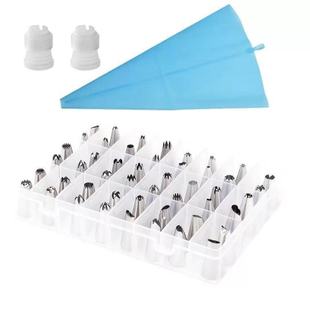 48-Piece Stainless Steel Piping Bag Nozzle Full Set Meringue Bean Piping Tool with Converter Eight-Tooth Piping Nozzle