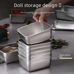 304不鏽鋼速凍保鮮盒帶蓋密封冰箱收納餐盒便當盒專用冷凍商收納