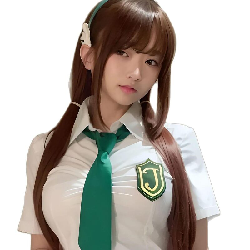 Zhenxibo Mary Eva New World Warrior Double Ponytail Style Brown Long Straight Hair Double Ponytail