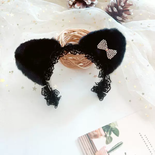 Black cat hair hoop