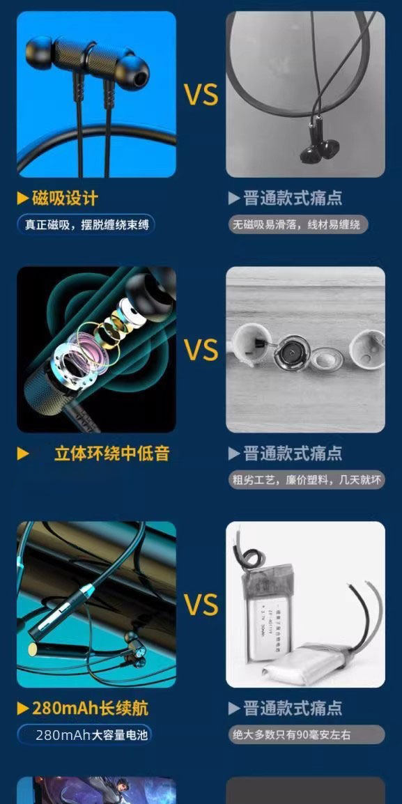 German Berlin Sound 2026 New Bluetooth Headphones for Running and Sports, Neckband In-Ear Style with Heavy Bass for Gaming