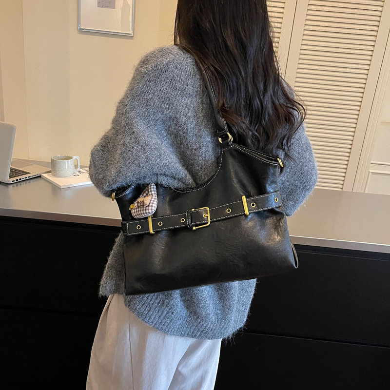 Túi tote đeo vai đeo chéo cỡ lớn phong cách tối giản, túi xách tay kẹp nách — Gạo trắng không có mặt dây chuyền, Màu cà phê Không có mặt dây chuyền, Màu nâu không có mặt dây chuyền, Đen không có mặt dây chuyền chi tiết 24