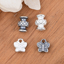 S925纯银蝴蝶菠萝纹花瓶灯笼 复古做旧素银DIY手工手串饰品配件