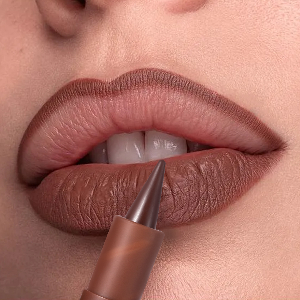 Matte lipstick, earth tone eyeshadow cream for autumn and winter, gradient blend lip liner lip combo undefined