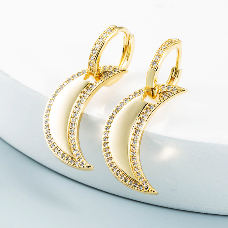 Vente En Gros Bijoux Étoiles Géométriques Boucles D&#39;oreilles En Cuivre Lune Nihaojewelry display picture 4