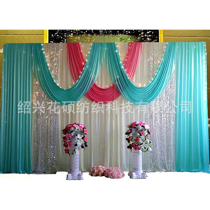 Custom Wedding Stage Project Decoration Blue and Silver Sequin…