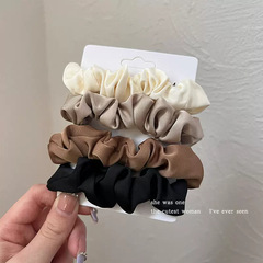Korean-style solid color Shufu texture large intestine-shaped hair tie, versatile coffee-colored hair band, black elastic band, small fresh cloth hair tie