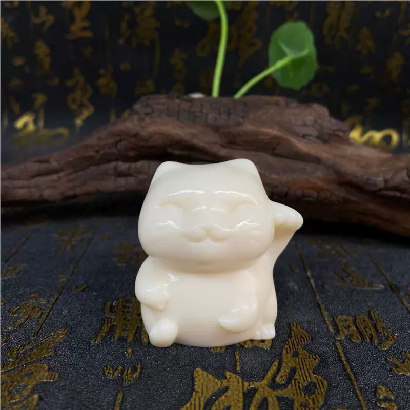 Резьба по фруктам цвета слоновой кости, счастливый кот, мультяшный домашний кот, офисный стол, маленькие украшения, автомобиль, чай, поделки для домашних животных