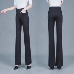 微喇裤女高腰2025春秋黑色显瘦职业裤直筒西装裤休闲长裤喇叭西裤