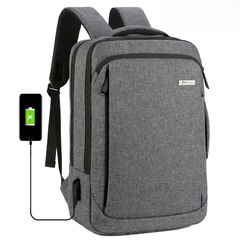 2019冬季新款商務筆記本中性箱包皮具純色滌綸拼接電腦包