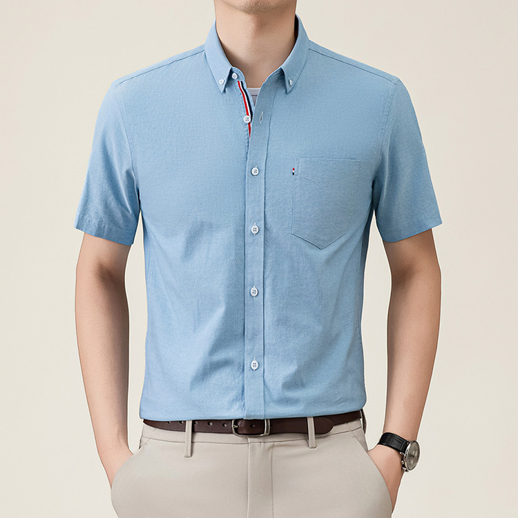 Tomila Cute Short-Sleeved Shirt for Men 2026 Summer New Style Pure Cotton Non-Iron Shirt Casual Business Half-Sleeved Shirt
