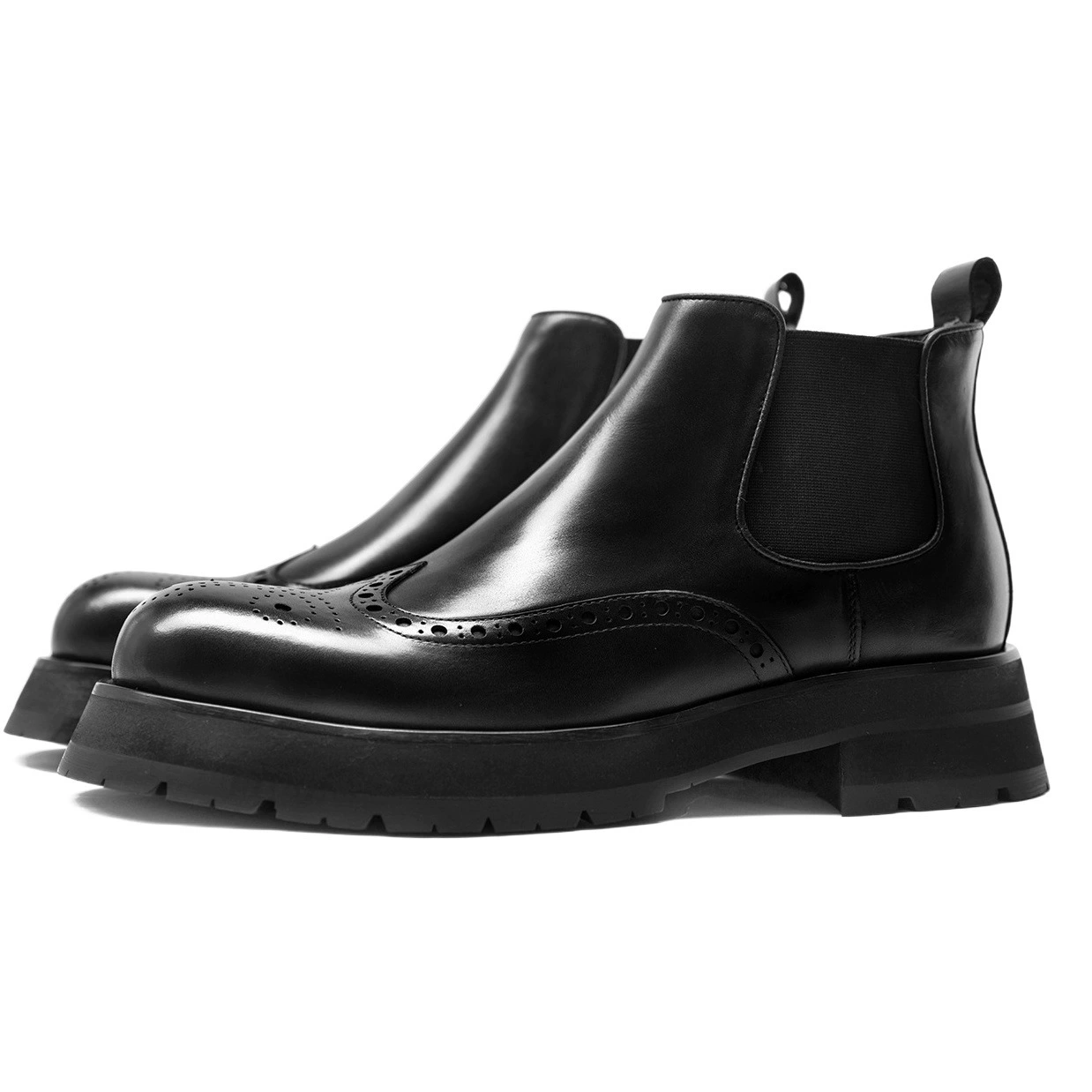 [В наличии] 2023 Новые мужские ботинки челси с большой головой толстое дно с резной головкой увеличили мужскую обувь большой прилив