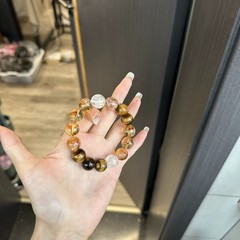 XINGSHI | ナチュラルイエロータイガーアイシトリンブラックゴールドスーパー7ホワイトアセ女性の幸運と富のブレスレットライトラグジュアリー