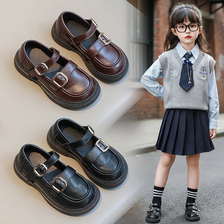 Zapatos de cuero para niñas 2026 primavera y otoño nuevos zapatos de rendimiento de suela suave para niños zapatos princesa de moda británica zapatos de moda